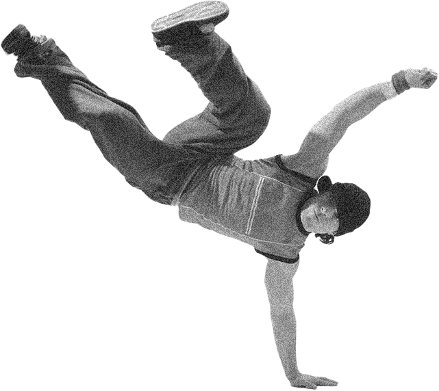 Black and white break dancer