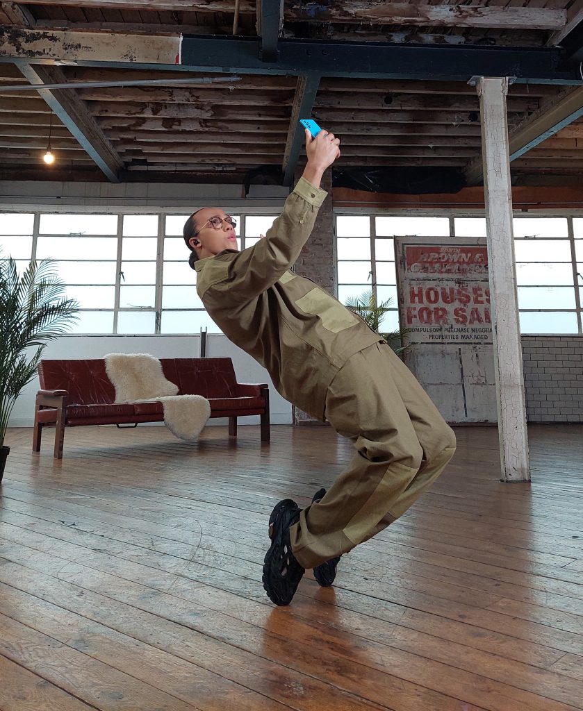 Dancer taking selfie