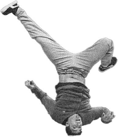 Black and white Dancer spinning on head