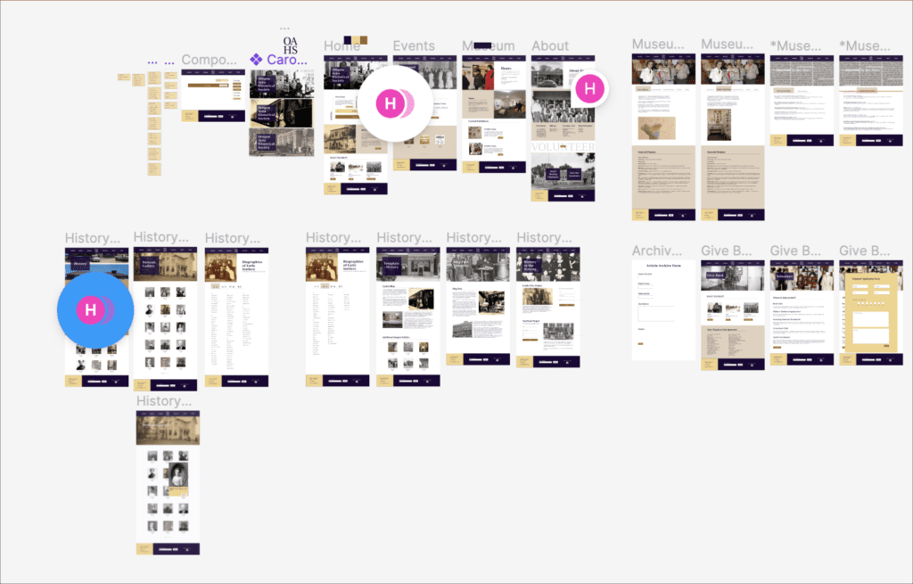 Group of web pages with comment bubbles